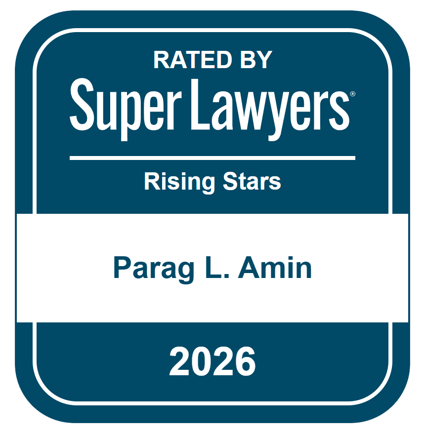 Rated By Super Lawyers Rising Stars Parag L. Amin 2026 Badge Rated By Super Lawyers Rising Stars Parag L. Amin 2026 Badge
